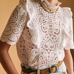 Sezane Pauletta Blouse Écru. - Size 36